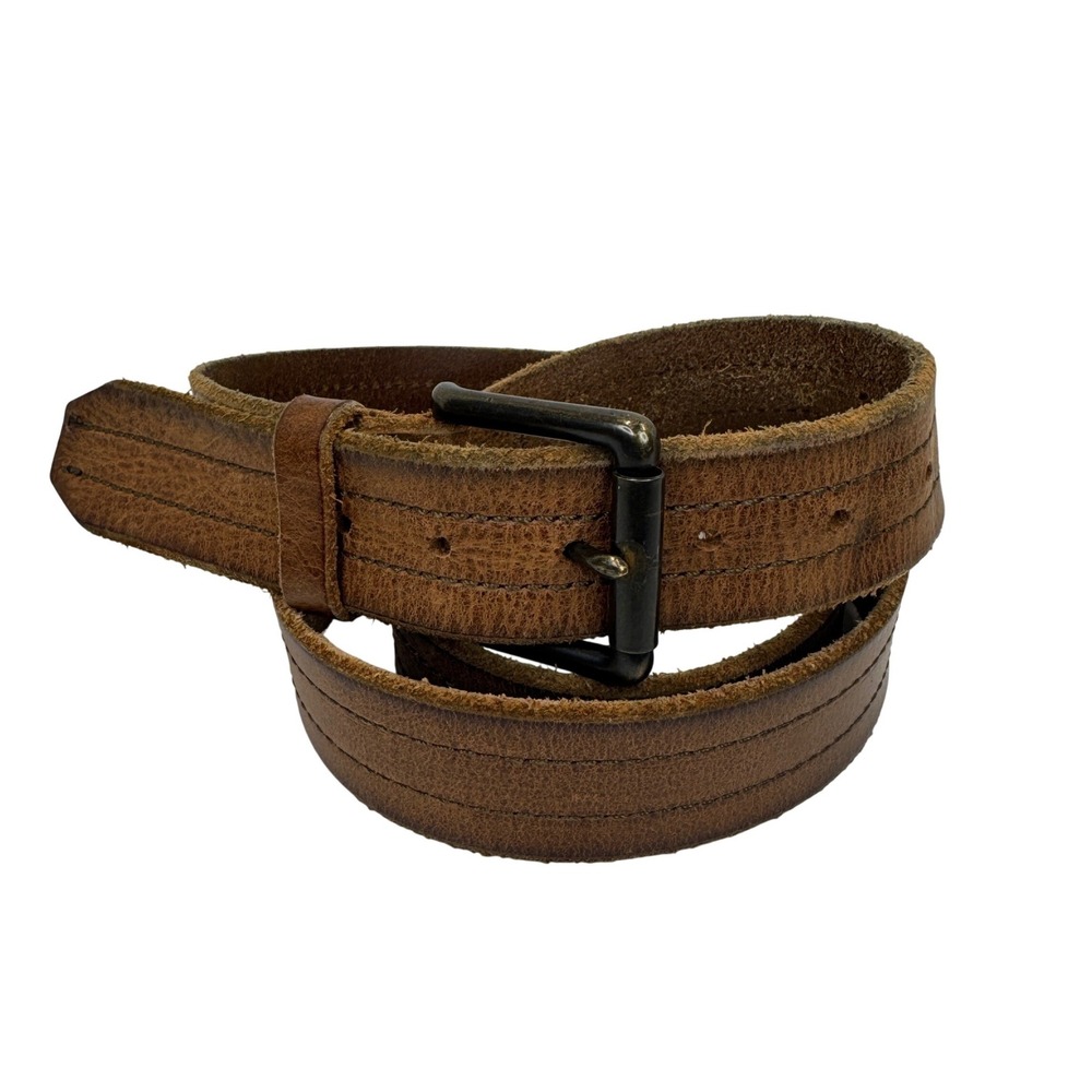 Wrangler Mens Leather Belt Brown Genuine Leather‎ Distressed Western Workwear 48